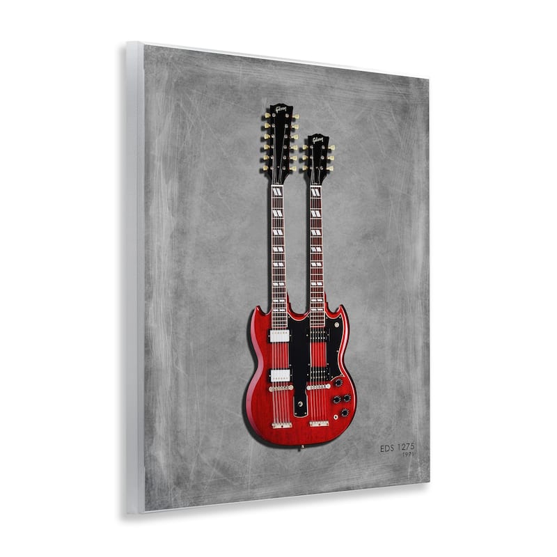 Stupell Red Double Neck Guitar Wall Plaque Art Design By Mark Rogan