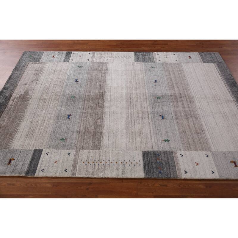 Bege Tribal Gabbeh Indian Area Rug Handmade Wool Carpet - 5'3" x 7'7"