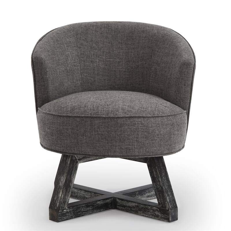 Swivel Chair with Cross-shaped Wooden Base