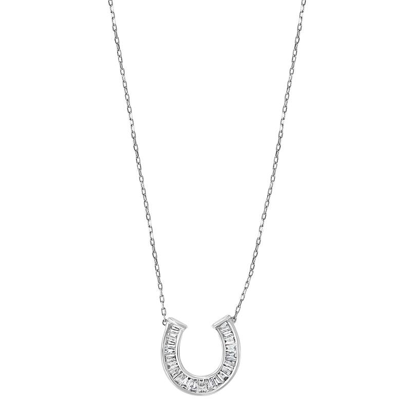 Effy Women's 14K White Gold Diamond Horseshoe Necklace