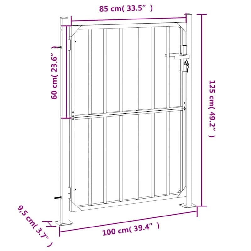vidaXL Garden Gate Locking Fence Entrance Barrier Patio Lawn Stainless Steel