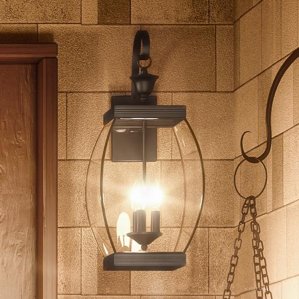Luxury Colonial Outdoor Wall Light 22.5 H x 9 W with Transitional Style Bowed Design Medieval Bronze Finish 22.5 H 9 W 10.5 Dep Brown BWQ1172