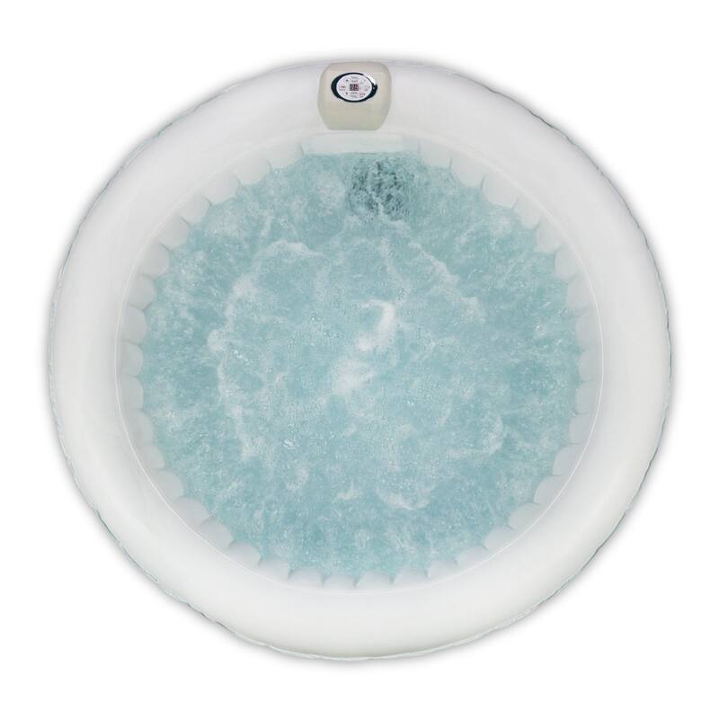 ALEKO Round Inflatable Hot Tub With Cover 4 Person Light Blue/White