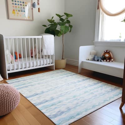 Premium Washable Super Soft Watercolor Ombre Stripes Mayfield Rug
