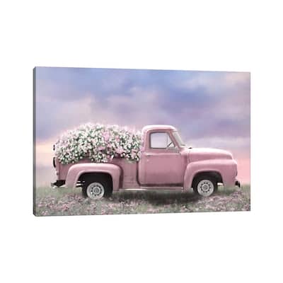 iCanvas "Pink Floral Truck" by Lori Deiter Canvas Print