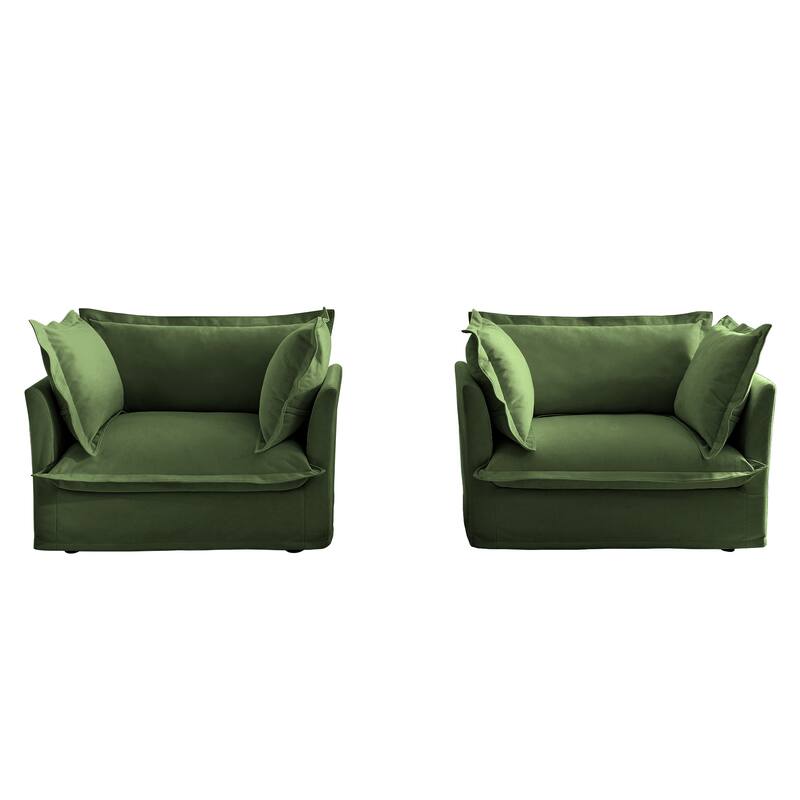 Upholstered Armchair Set of 2, Living Room Reading Chair with High Back Pillows, Removable Chair, Cover Modern Single Sofa Chair