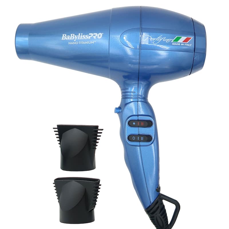 Babyliss Pro Nano Titanium Portofino 6600 Full-Size Hair Dryer, Blue #BNT6610N + Comb Set - Red