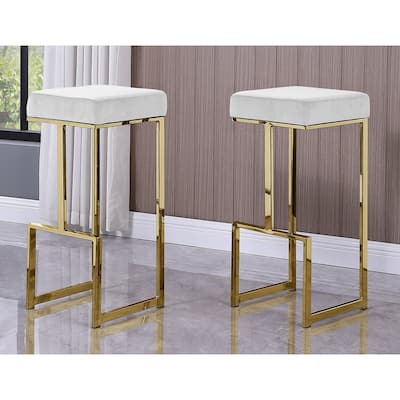 Best Master Furniture Velvet Gold Bar Stool (Set of 2)