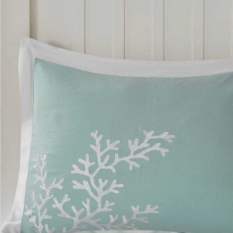 Oversized Cotton Jacquard Comforter Set Aqua Queen