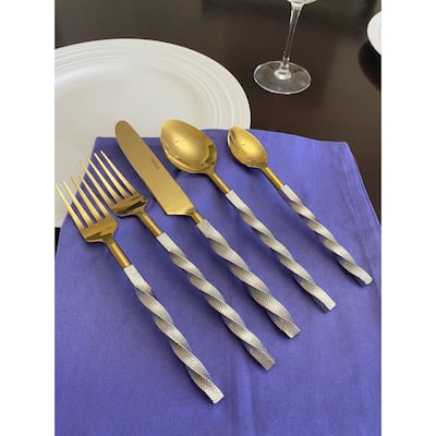 Vibhsa Elegant Gold Flatware 20 Piece Place Setting Twisted