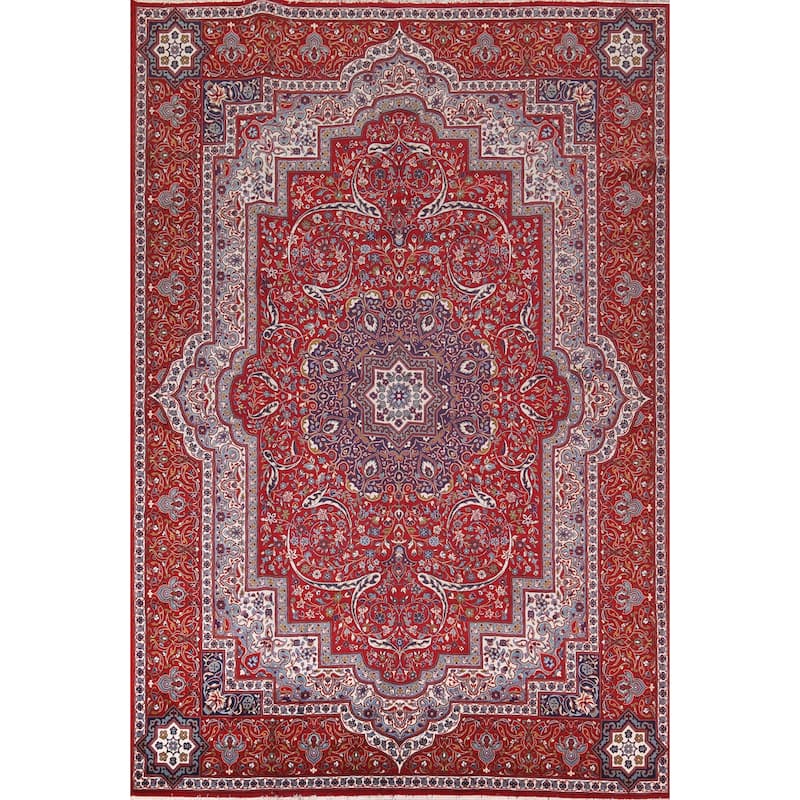 Victorian Style Red Kashan Turkish Rug Machine Made Traditional Carpet - 9'9" x 13'0"