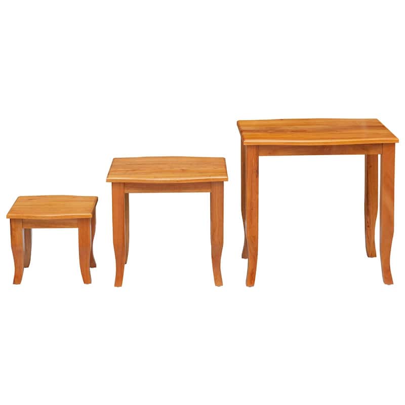 vidaXL Nesting Side Tables 3 pcs Natural Solid Mahogany Wood - 23.62 x 17.72 x 23.82 in