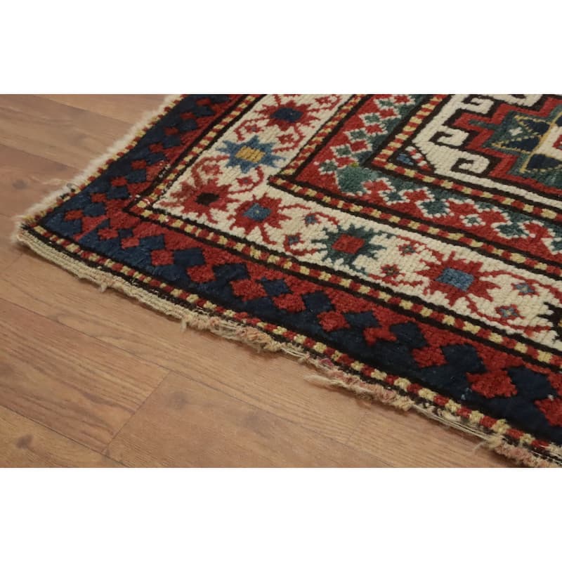 Hand Knotted Oriental 100% Wool Carpet Traditional All-Over Red Shiraz Area Rug - 8' 1'' X 3' 10''