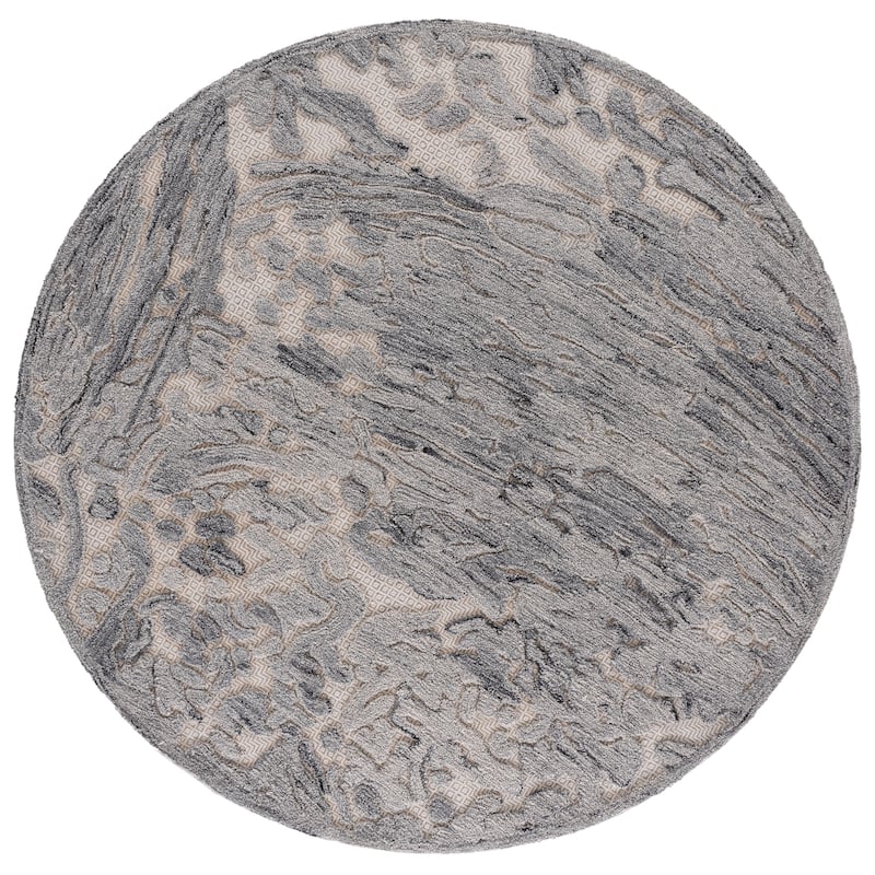 SAFAVIEH Handmade Trace Sasha Modern & Contemporary Wool Rug - 6' Round - Grey/Ivory