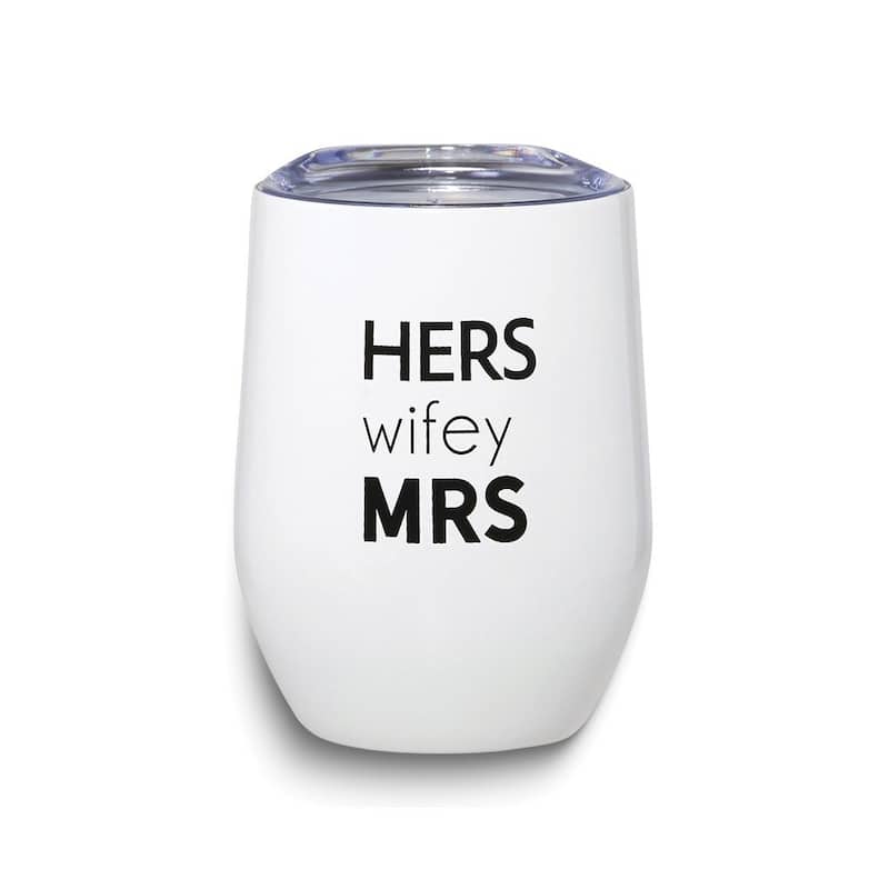 Curata Hers/Wifey/Mrs. Stainless Steel Wine Travel Tumbler