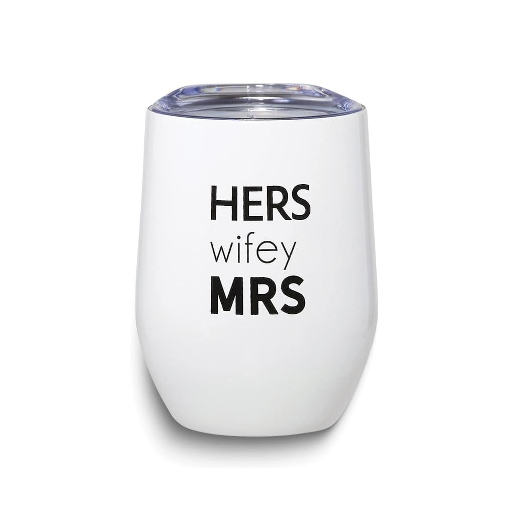 Curata Hers/Wifey/Mrs. Stainless Steel Wine Travel Tumbler