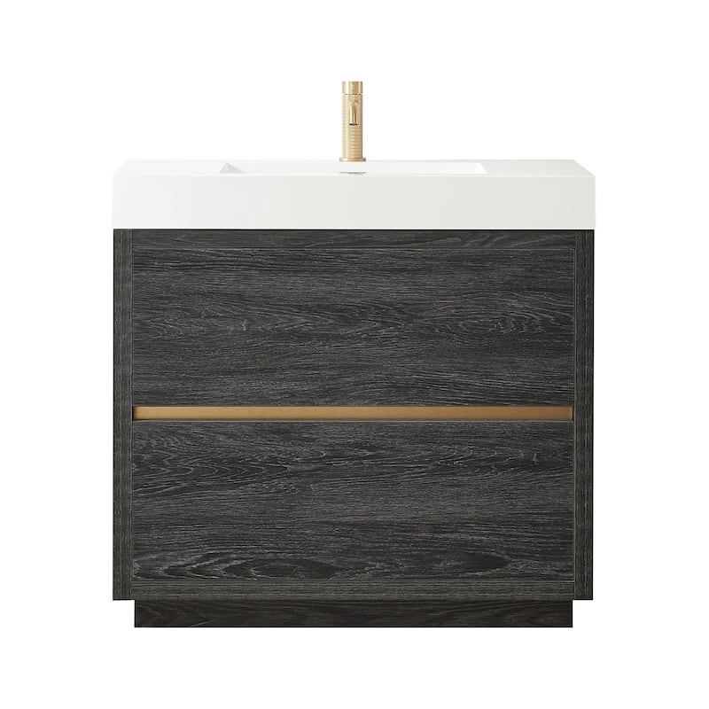 Huesca Bath Vanity with Composite Integral Sink Top without Mirror - 36in. - North American Black Oak