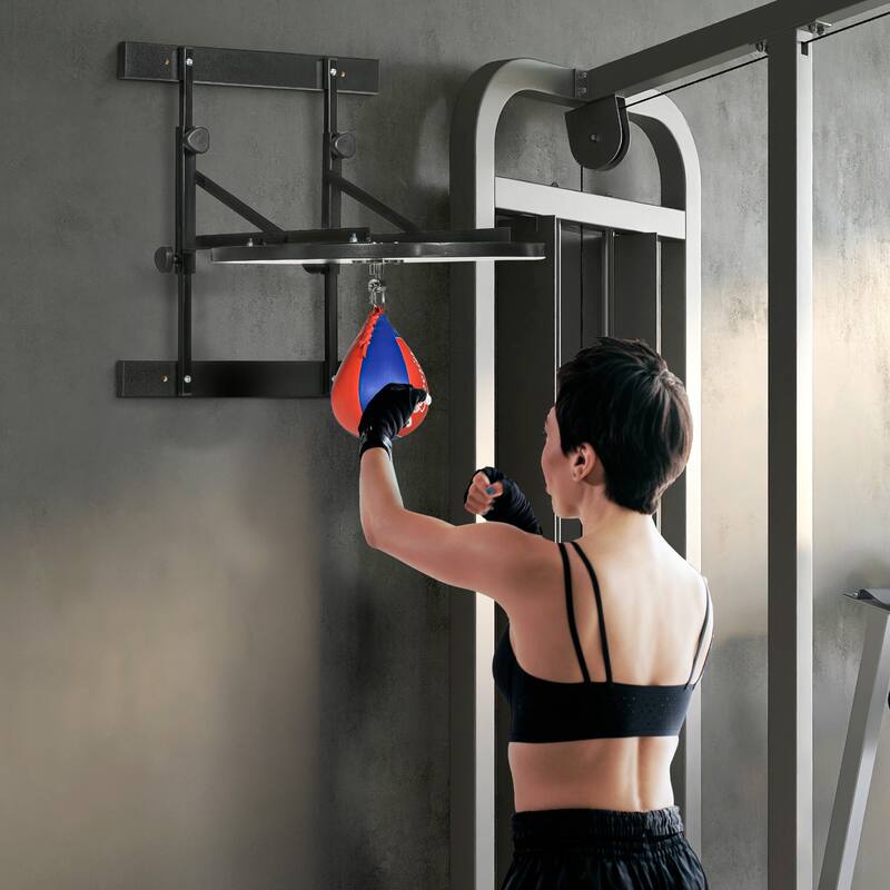 Soozier Adjustable Speed Bag Platform, Wall Mounted Speed Bags for Boxing, 10'' Speedbag Included - Red/Black