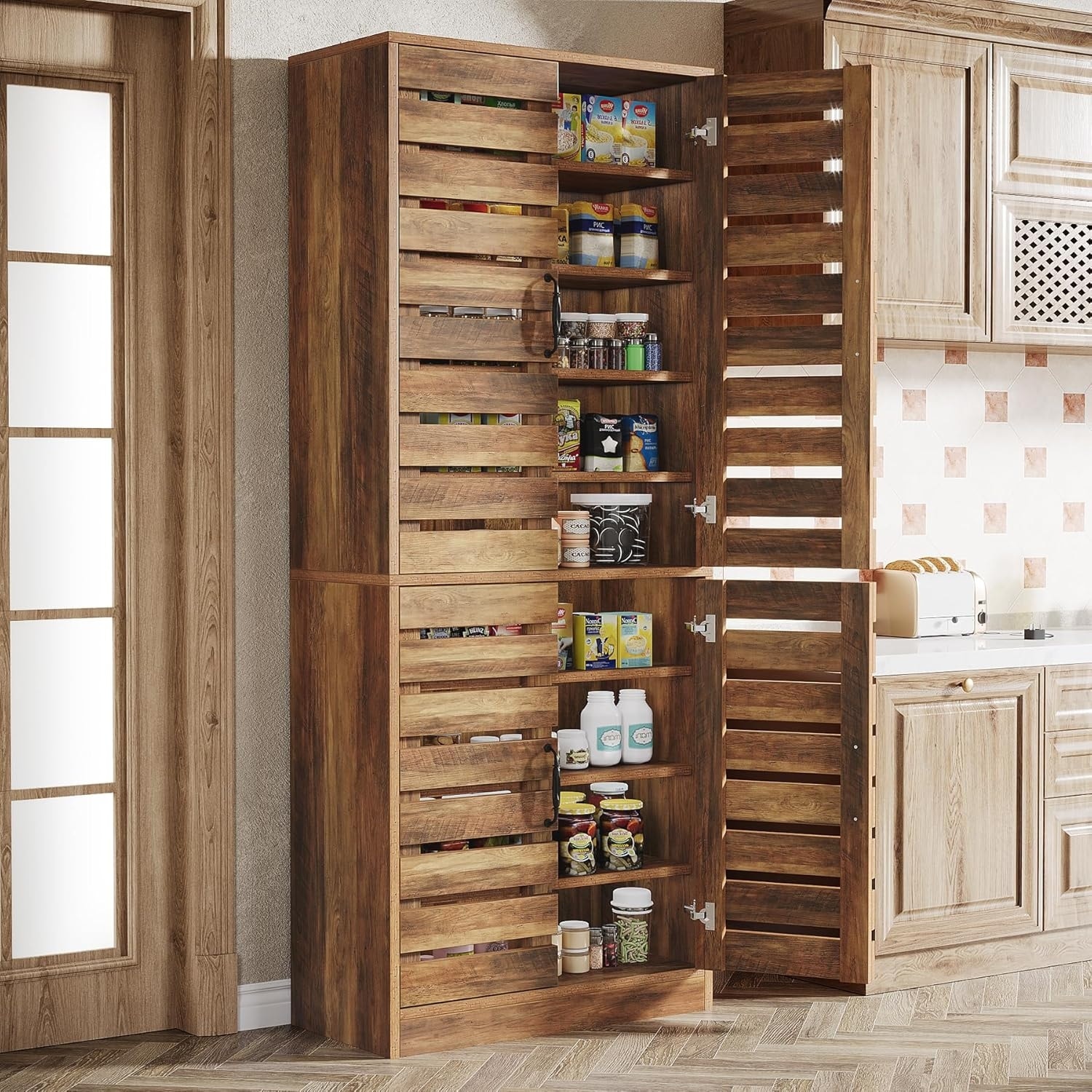 70.8" 9-Tier Narrow Tall Kitchen Pantry Storage Cabinet with Doors