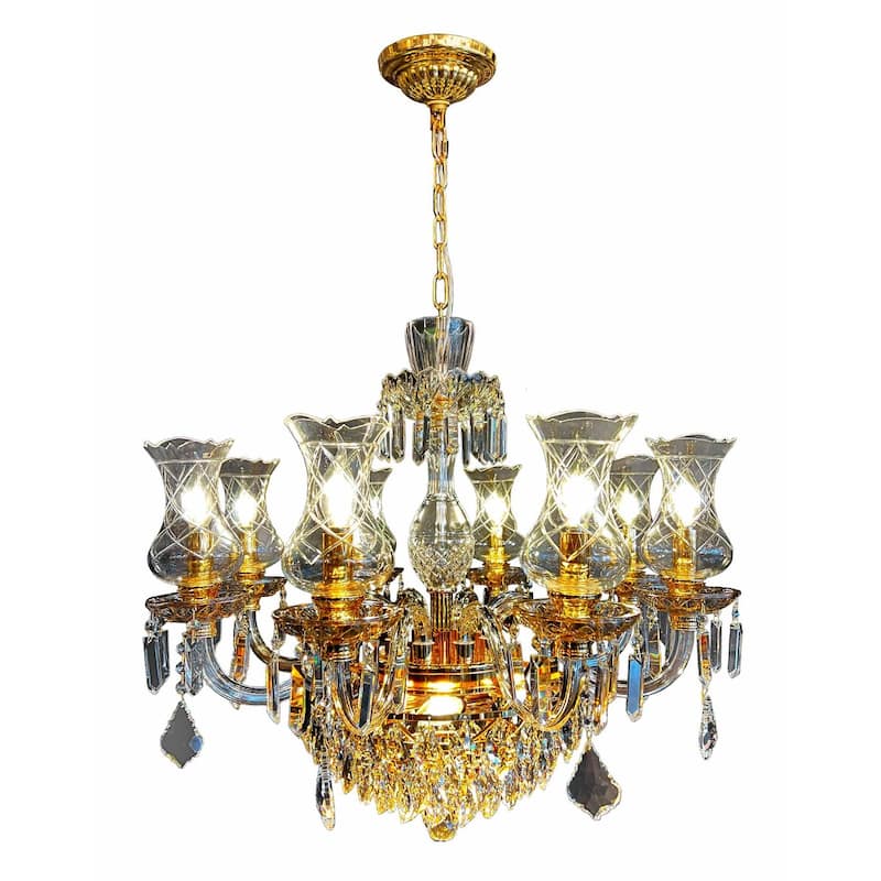 Vintage Crystal Chandelier Gold Pendant Chandelier 10 Lights
