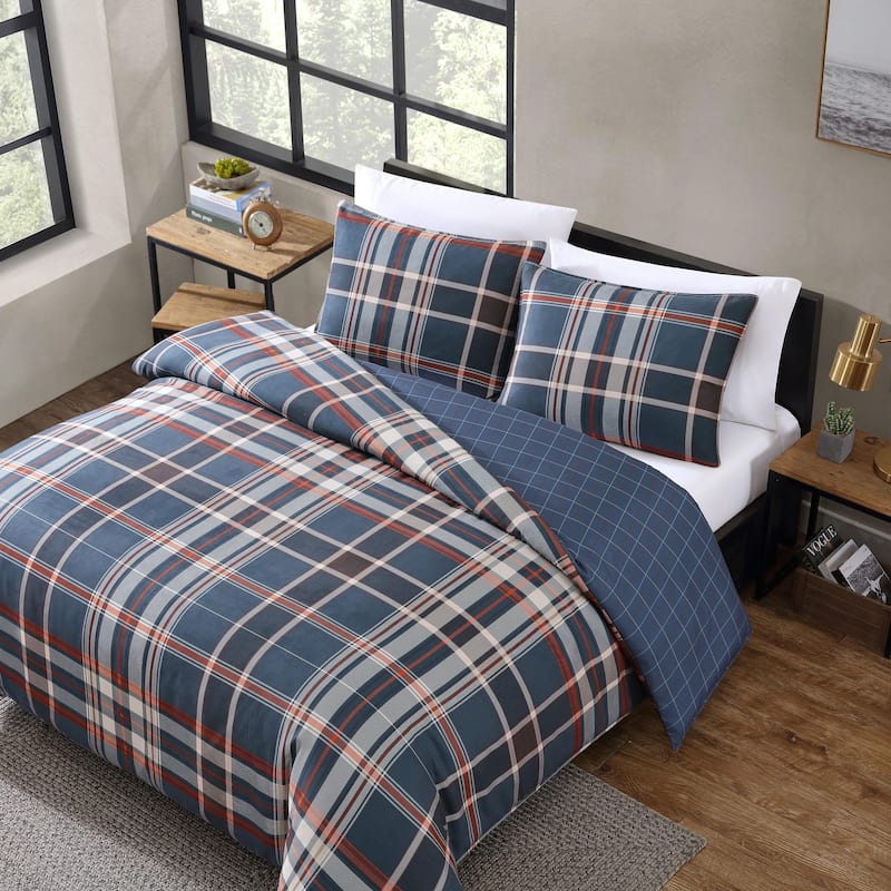 Eddie Bauer Shasta Lake Reversible Navy Duvet Cover Set