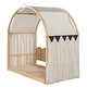 preview thumbnail 8 of 56, Wood Twin Size Bed Frame with Arched Roof, Floor Bed with Light and Curtain, Pull-out Kids Bed for Girls Boys Bedroom