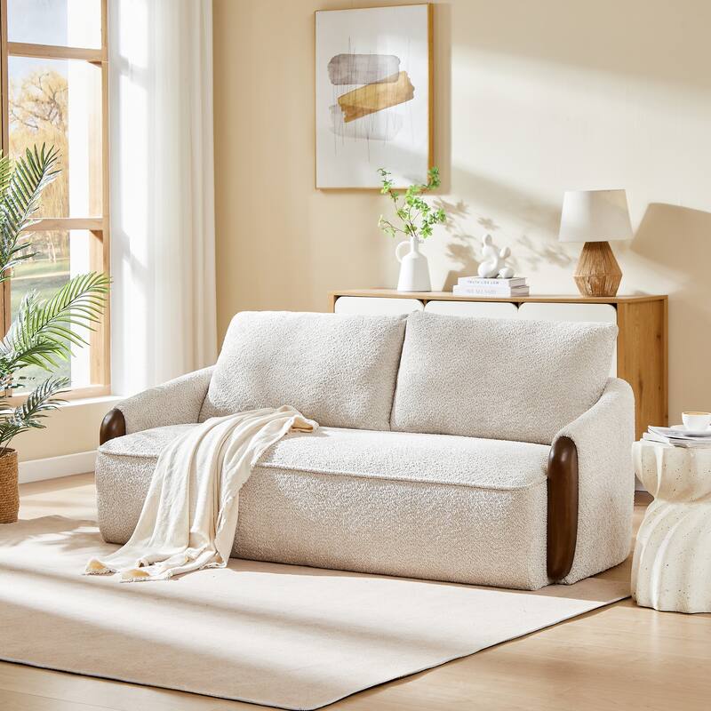 Christopher Knight Home - Curved 75" Boucle Upholstered Sofa with Solid Wood Frame