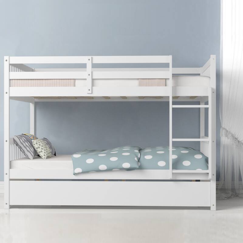 Gymax Full over Full Bunk Bed Platform Wood Bed Captain's Bed w/