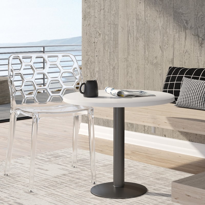 Stackable Acrylic Dining Chair with Honeycomb Open Back Design Accent Side Chair