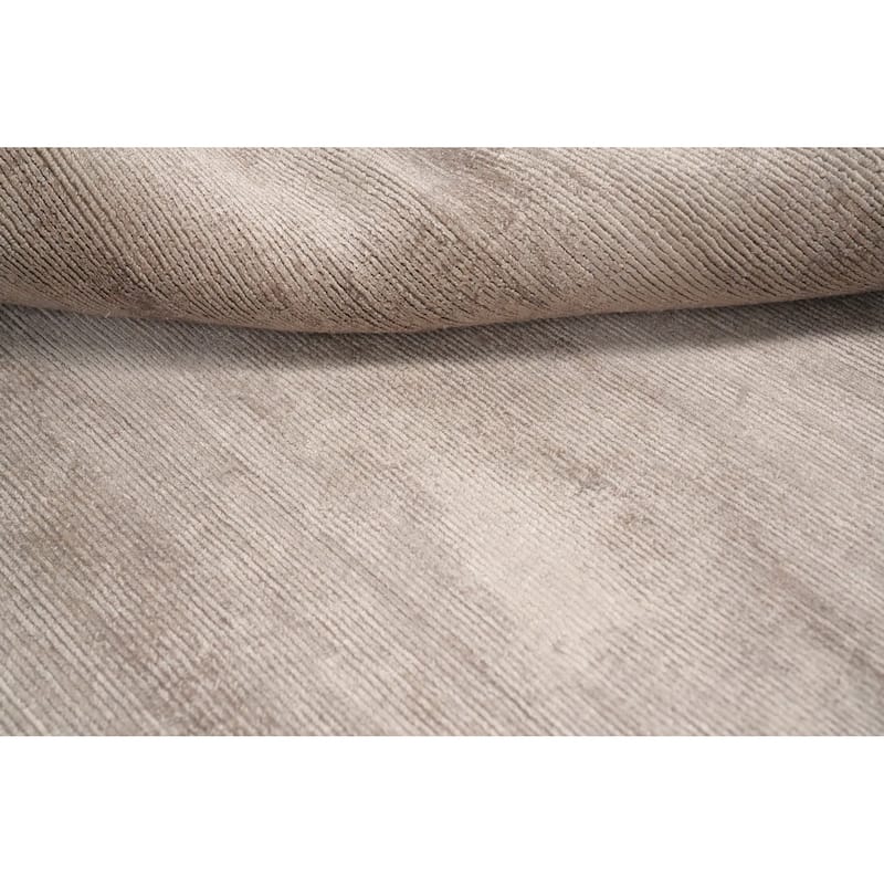 Hand Knotted Oriental Viscose Silk Carpet Modern Modern Beige & Ivories Abstract Area Rug - 12' 10'' X 9' 10''