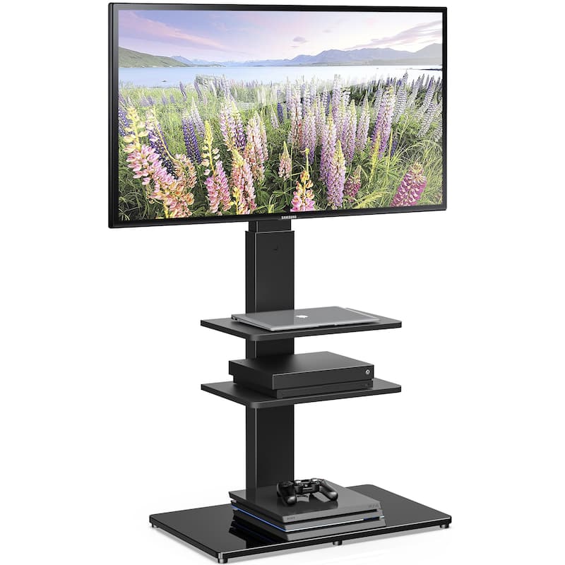 FITUEYES TV Stand with Swivel Mount for up to 65 inch with shelf Samsung Vizio TCL LED LCD flat screen TVs