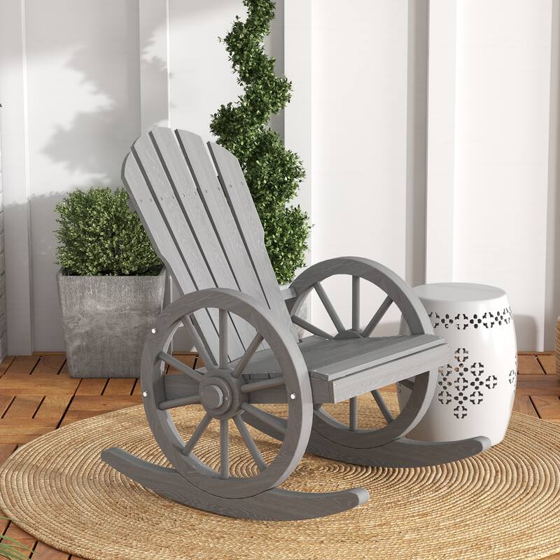 Outsunny Wooden Rocking Chair (Excluding the table)
