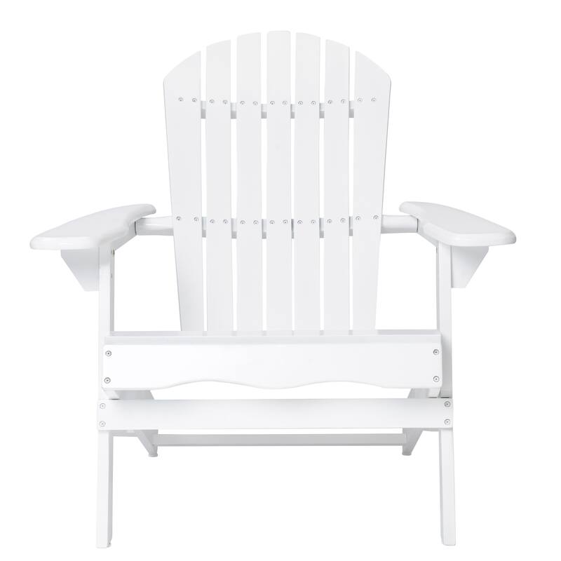 Roomfitters Foldable Wooden Adirondack Chair with Curved Backrest and Wide Armrests, Outdoor Lounge Seating