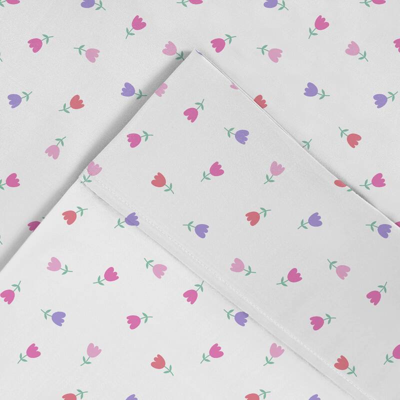 Pointehaven Combed Cotton Crisp Percale Printed 2 pc Pillow Cases - Standard Pillowcases - Petit Floral