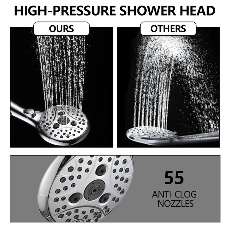 Lift-Up Diverter Bathtub Faucet with 6 Settings Handheld Shower in Chrome (Rough-in Valve Not Included)