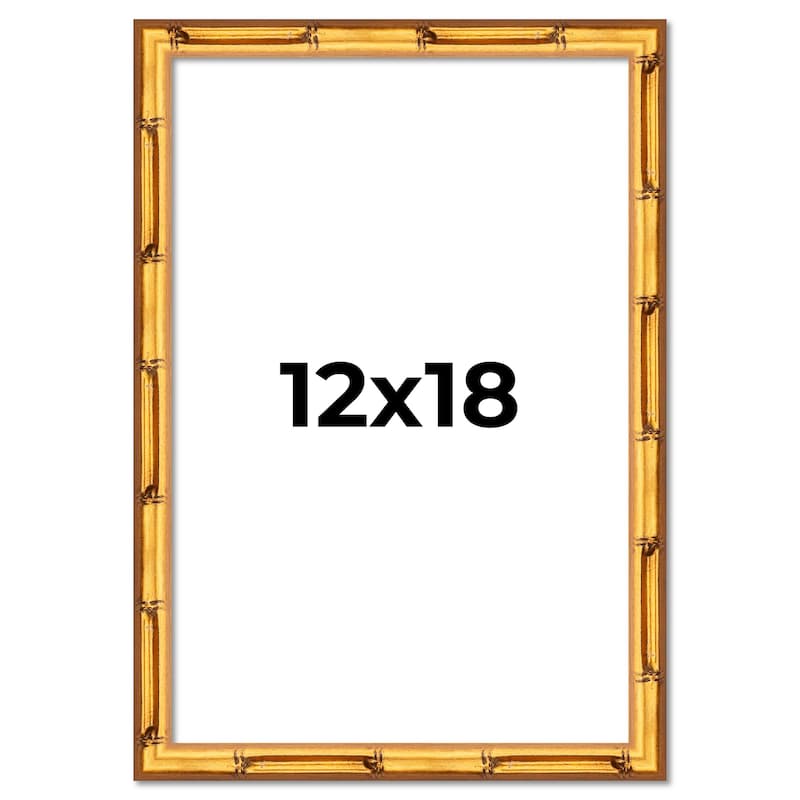 12x18 Frame Gold Bamboo Solid Wood Picture Frame | 1 Inch Moulding