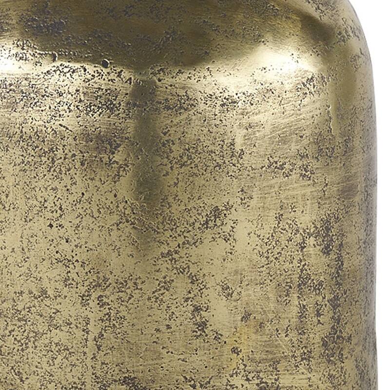 HomeRoots 7" Antiqued Brass Cast Aluminum Cylindrical Tabletop Sculpture - 6.50 in. x 7.00 in. x 6.50 in.