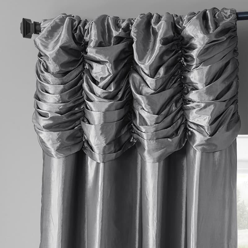 Exclusive Fabrics Single Ruched Faux Solid Taffeta Curtain (1 Panel)