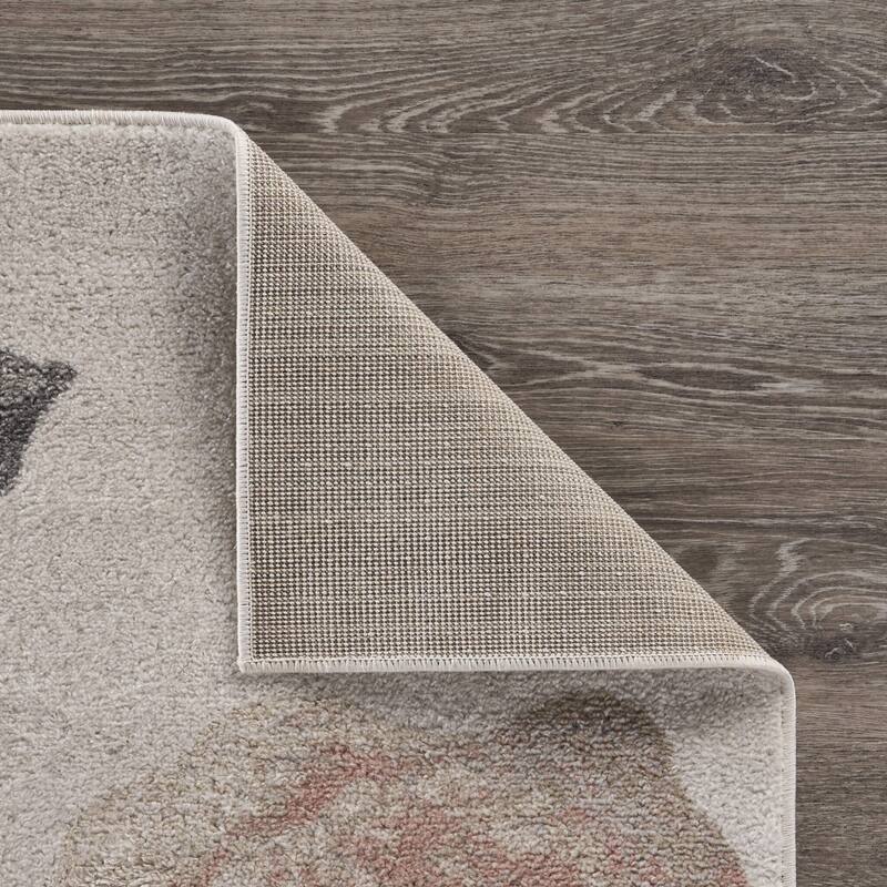 Sevita Multi/Gray/Pink Floral Botanical Area Rug