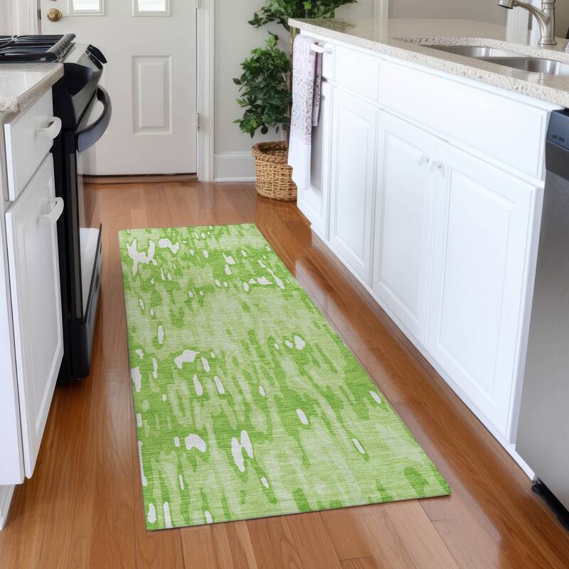 Premium Washable Super Soft Abstract Harmony Mayfield Rug - Lime - 2'3" x 7'6"