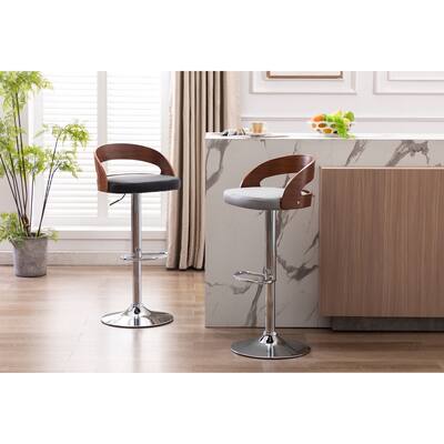 Porthos Home Shane Swivel Adjustable Height Faux Leather Mid-Century Bar Stool