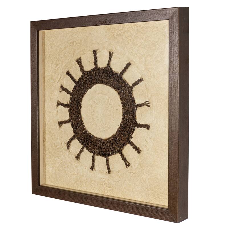 HUJI Handmade Paper Mache Art Brown Shadow Box Wall Decor Handmade Wall Art For Bathroom Bedroom Living room Office