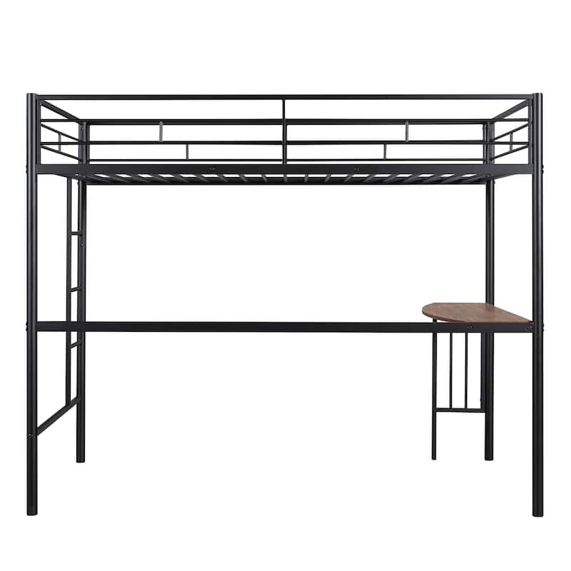 Twin over Full Metal Bunk Bed with Desk, Ladder, and Quality Slats
