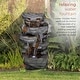 preview thumbnail 5 of 7, Alpine Corporation 39" Tall Outdoor Cascading Stone Water Fountain with LED Lights