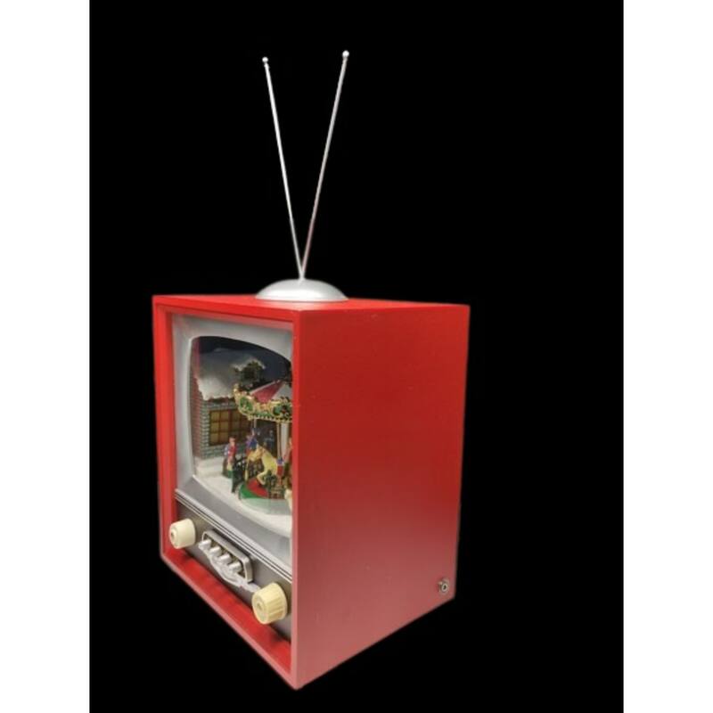 LED Lighted Carousel TV Christmas Decorations - 17.25" - Red - Set of 2