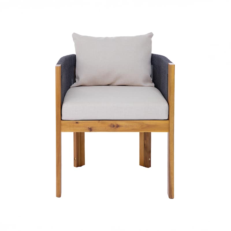 Christopher Knight Home - Aurelia Modern Acacia Wood Outdoor 9-Piece Dining Set with Woven Rope Back Chairs and Cushions