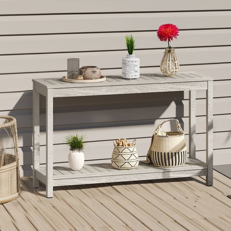 Moasis Outdoor 2-Tier Console Table 38"/48" - Grey-48"