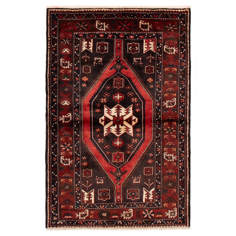 ECARPETGALLERY Hand-knotted Andelz Red Wool Rug - 4'7 x 6'10 - Dark Red - 4'7 x 6'10
