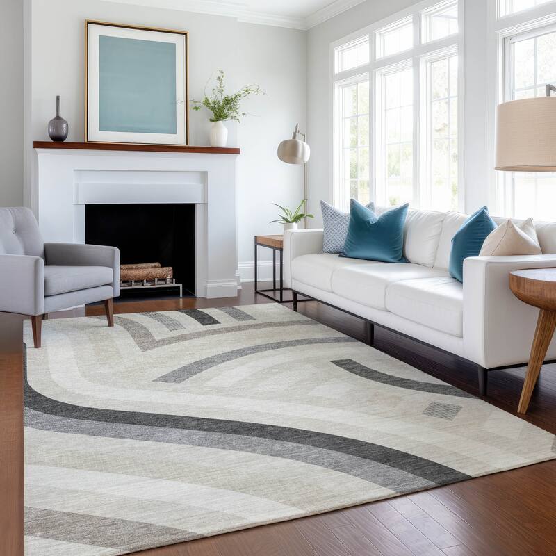 Machine Washable Indoor/ Outdoor Modern Jalen Chantille Rug