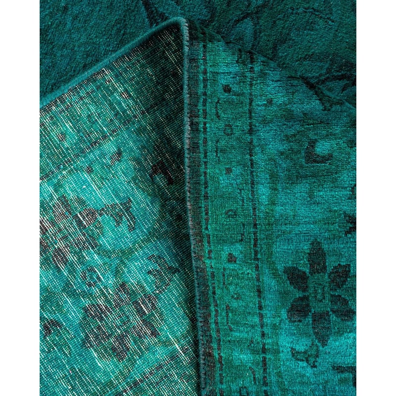 Overton Hand Knotted Wool Vintage Inspired Modern Contemporary Overdyed Blue Area Rug - 4' 1" x 5' 7"